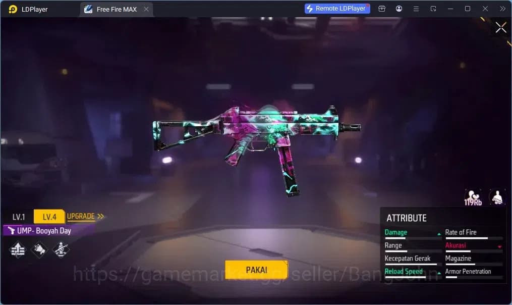 Free Fire Accounts Indonesia | UMP BOOYAH DAY LV.4 | BackPack HEARTRO image 2
