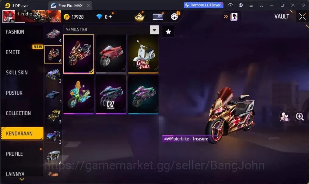 Free Fire Accounts Indonesia | UMP BOOYAH DAY LV.4 | BackPack HEARTRO image 4