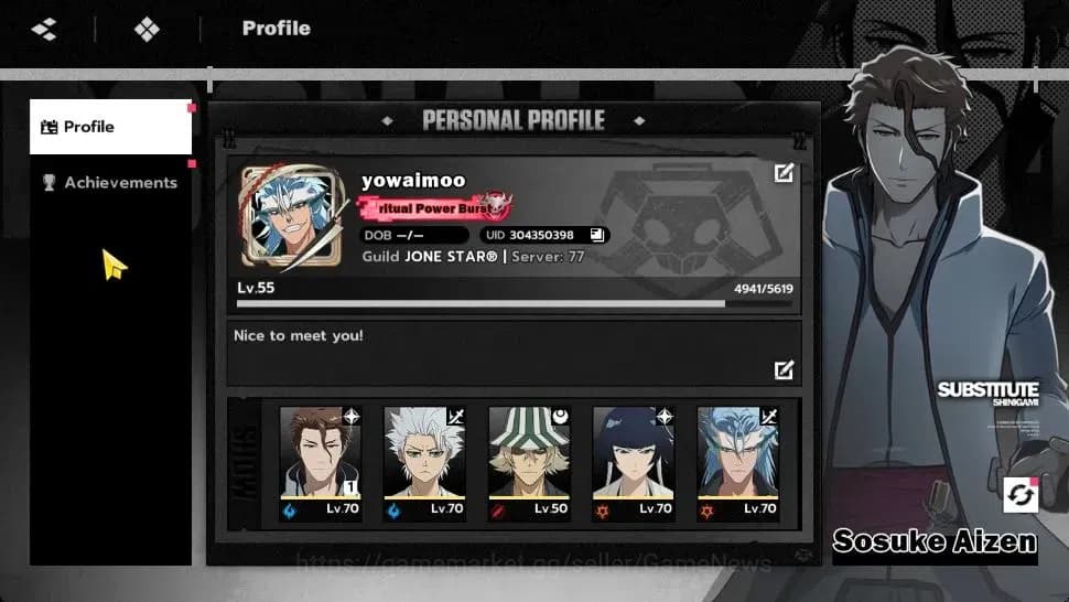 BLEACH: Soul Resonance Accounts NuverseSEA LV 55|7 SSR [(AizenB1,Toshiro,Urahara)+ image 1