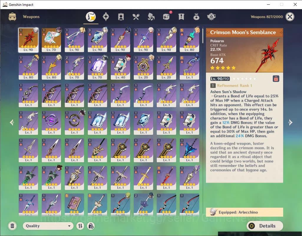 Genshin Impact Accounts Asia|AR56|Arle hypercarry|7 Limited +2(*5WEP)|Arle image 7