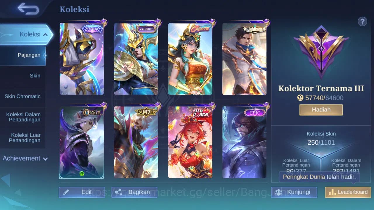 Mobile Legends: Bang Bang Accounts GLOBAL Hero 132 Skin 250 | Zodiac Helcurt | Create image 10