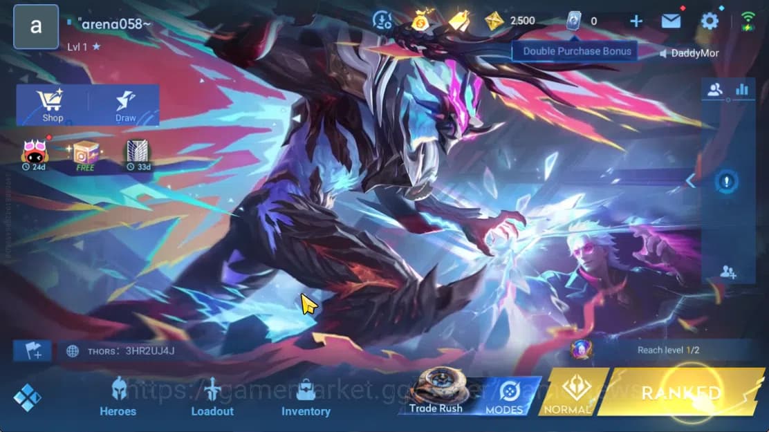 Honor of Kings Accounts Hero 7 |Starter with Legend Skin Selection Chest(D image 1