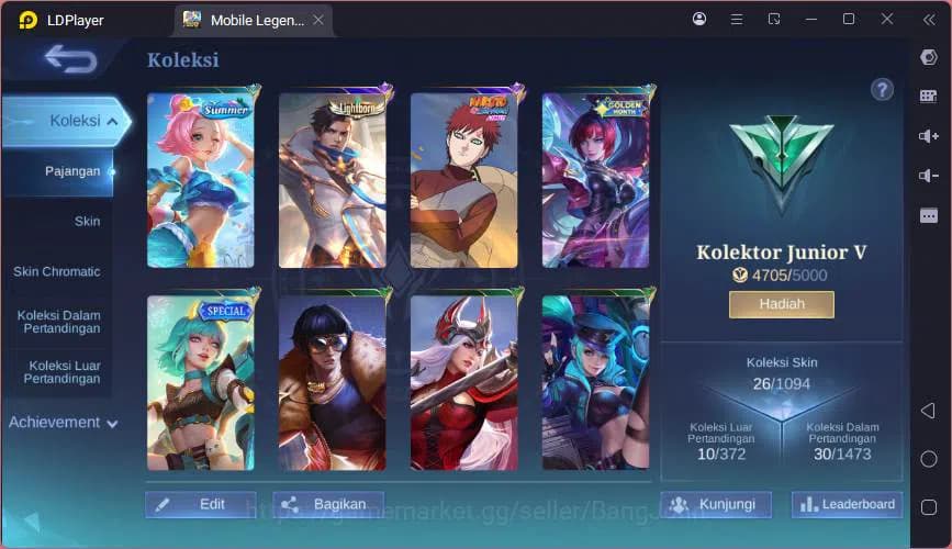 Mobile Legends: Bang Bang Accounts Global|Hero 53|Skin 26|Naruto Vale,Light Granger,S image 16