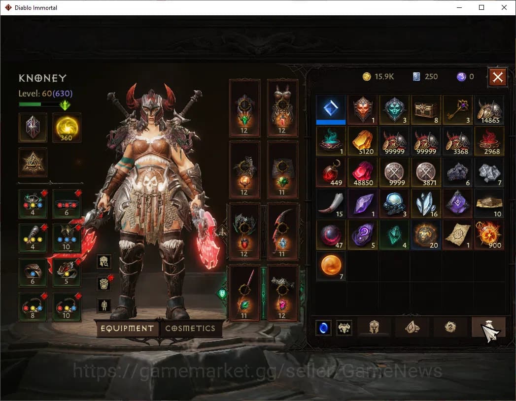 Diablo Immortal Accounts SEA-Vasily|CS ON|Lv60(630)|Barbarian|CR 36k|Reso 3 image 7