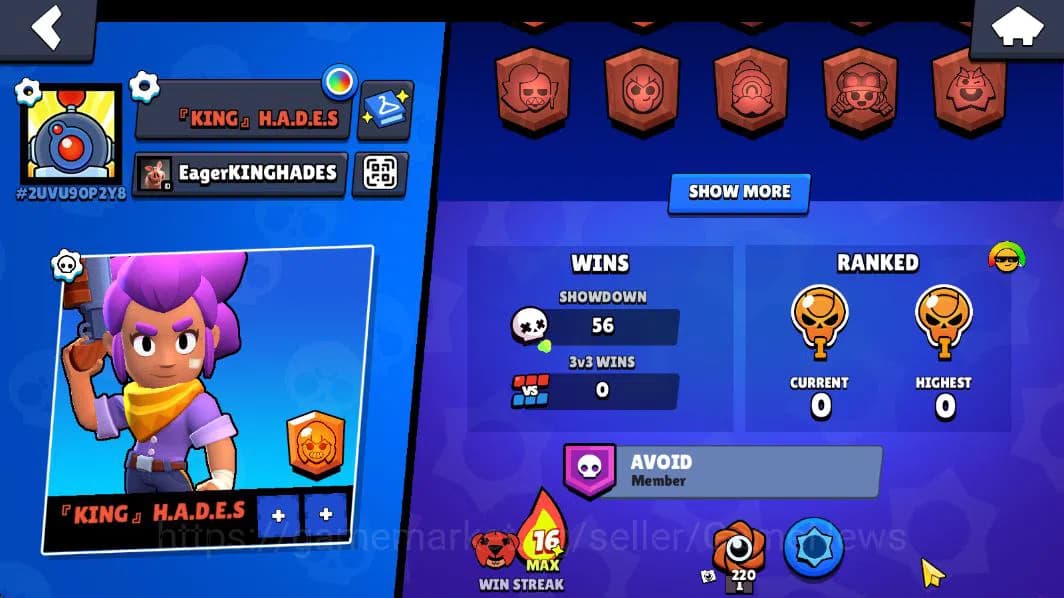 Brawl Stars Accounts 1066 Trophy |16 Brawlers 3 MAX Lvl (Shelly,Emz,Tru image 4