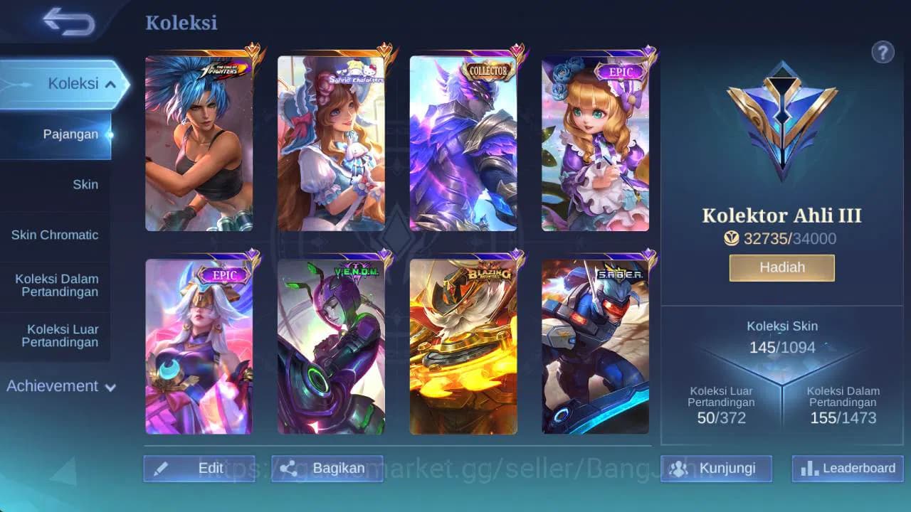 Mobile Legends: Bang Bang Accounts GLOBAL|Hero 106|skin 145, CC GS, balzing franco, v image 11