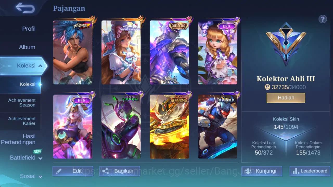 Mobile Legends: Bang Bang Accounts GLOBAL|Hero 106|skin 145, CC GS, balzing franco, v image 12