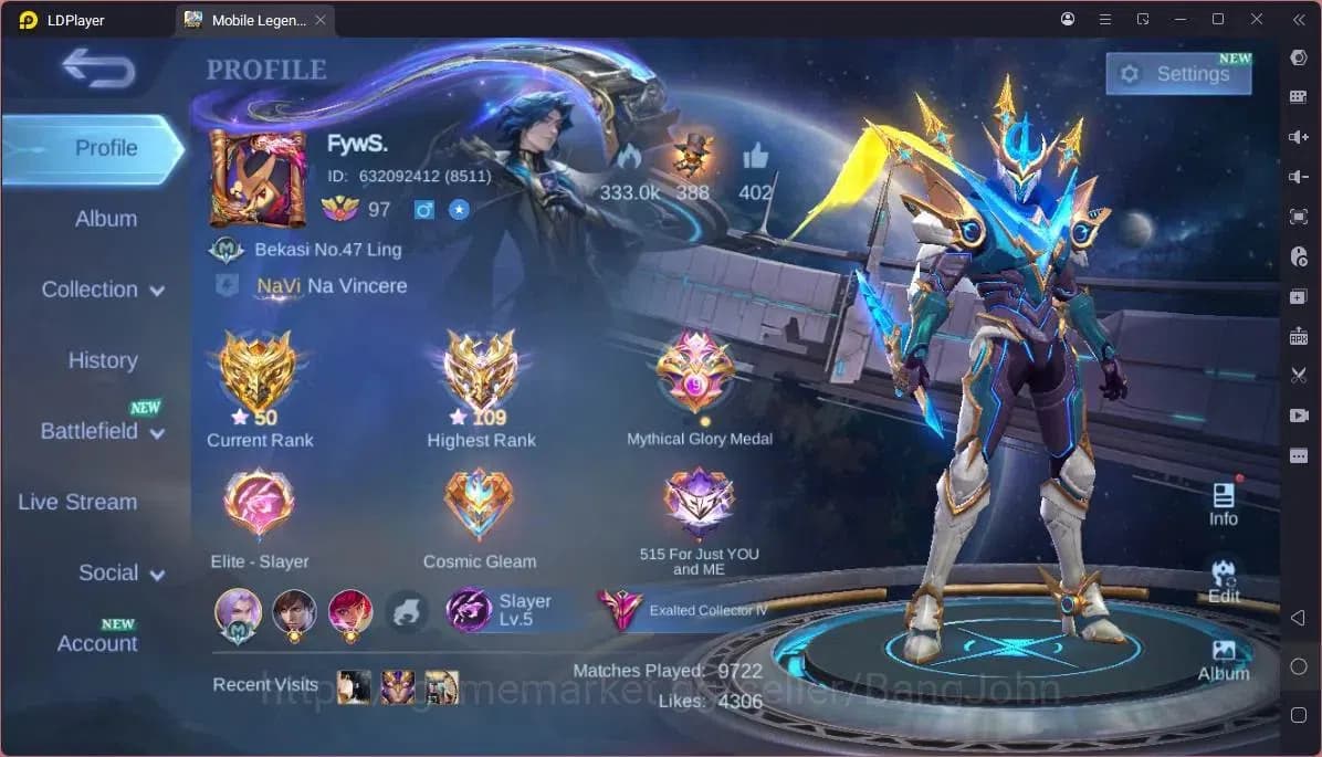 Mobile Legends: Bang Bang Accounts GLOBAL Hero 132 Skin 356|Legend Gusion|Prime Grang image 17