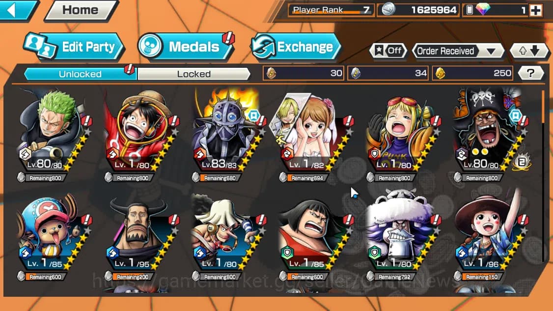 One Piece Bounty Rush Accounts Global|5EX|AKP King,MWD Luffy,BMO Kaido,T4Emperor image 4