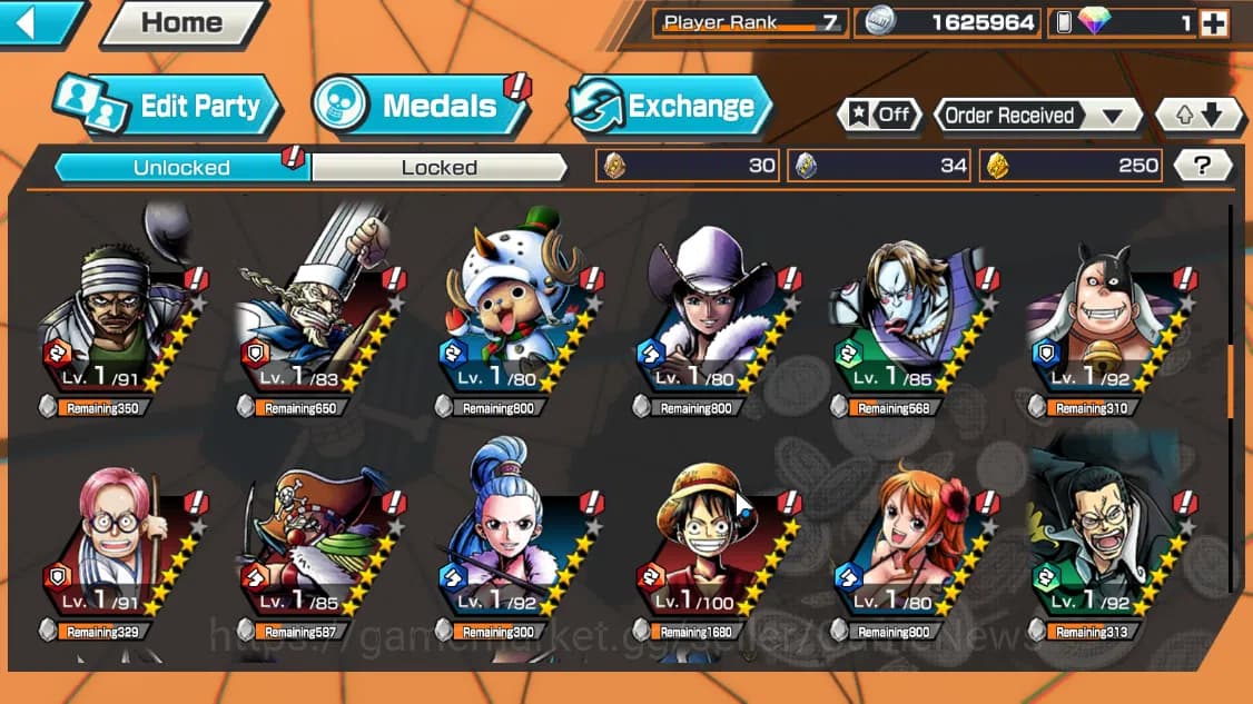 One Piece Bounty Rush Accounts Global|5EX|AKP King,MWD Luffy,BMO Kaido,T4Emperor image 6