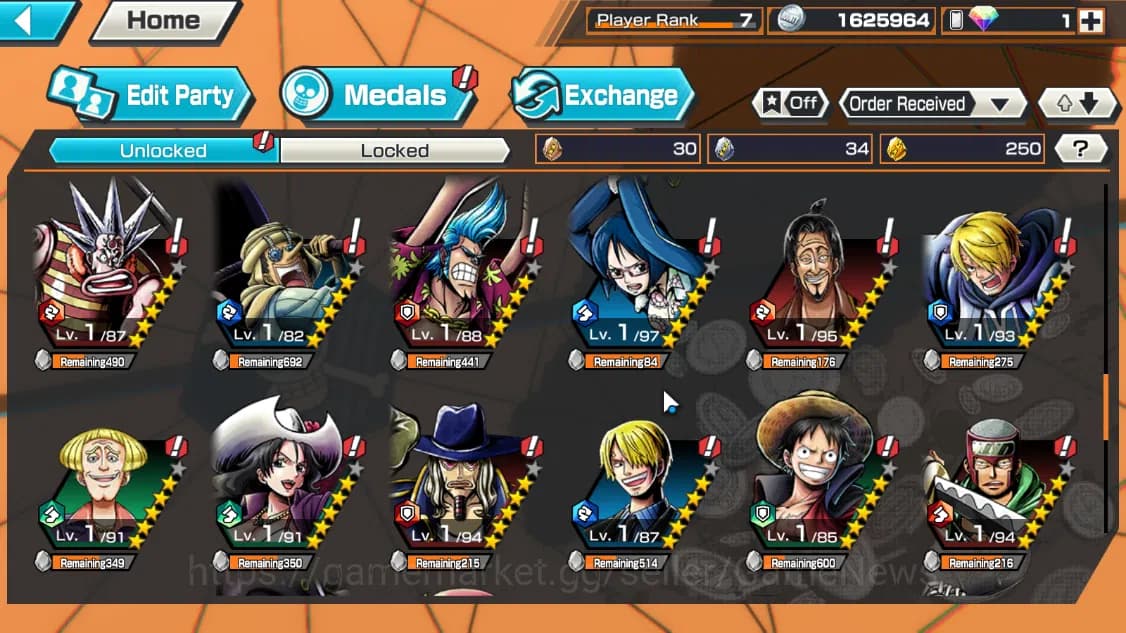 One Piece Bounty Rush Accounts Global|5EX|AKP King,MWD Luffy,BMO Kaido,T4Emperor image 7