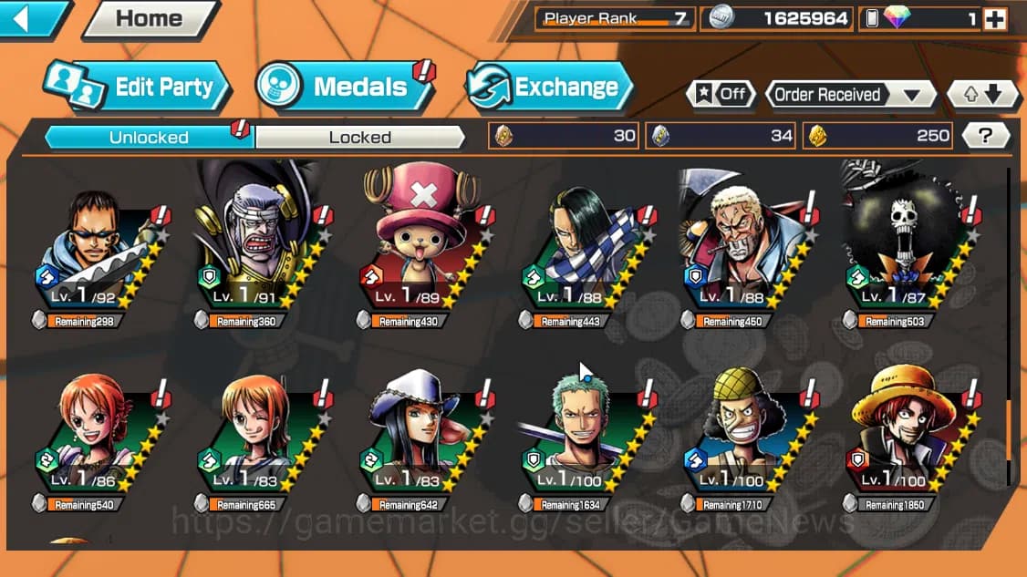 One Piece Bounty Rush Accounts Global|5EX|AKP King,MWD Luffy,BMO Kaido,T4Emperor image 8