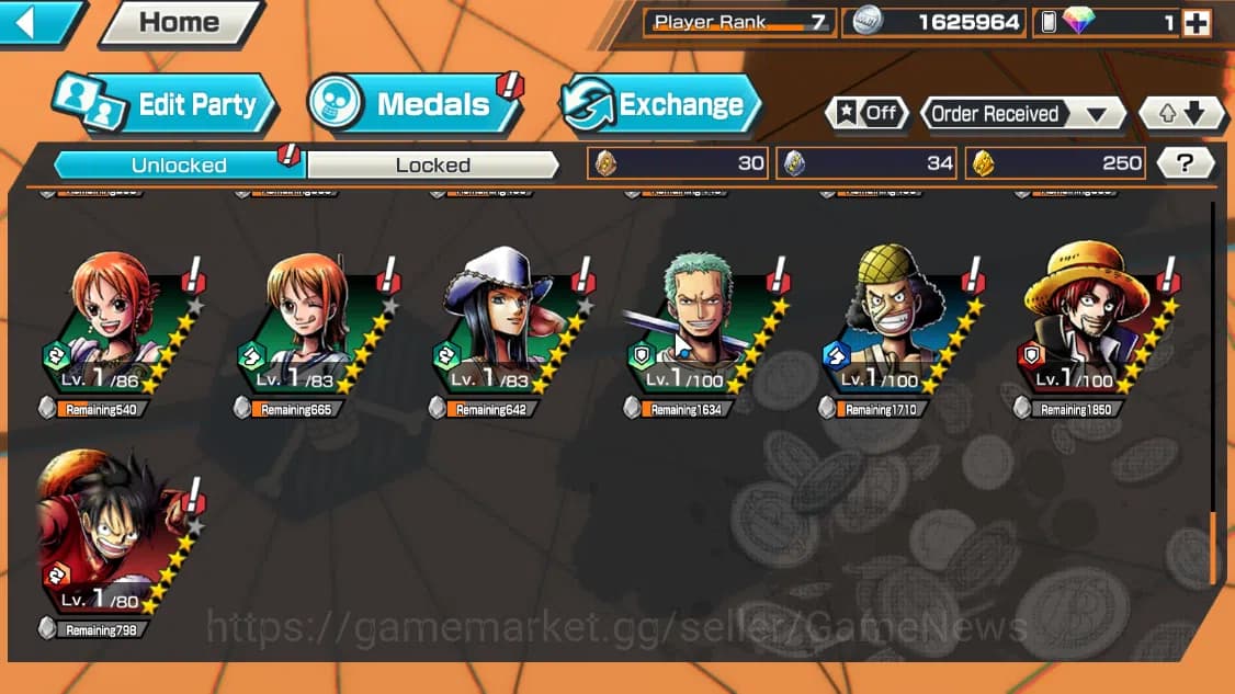 One Piece Bounty Rush Accounts Global|5EX|AKP King,MWD Luffy,BMO Kaido,T4Emperor image 9