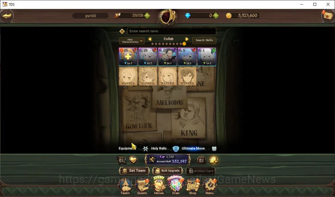 The Seven Deadly Sins: Grand Cross Accounts Global|352K CC|1 UR + Collab ReZero|Demon King Mel image 13