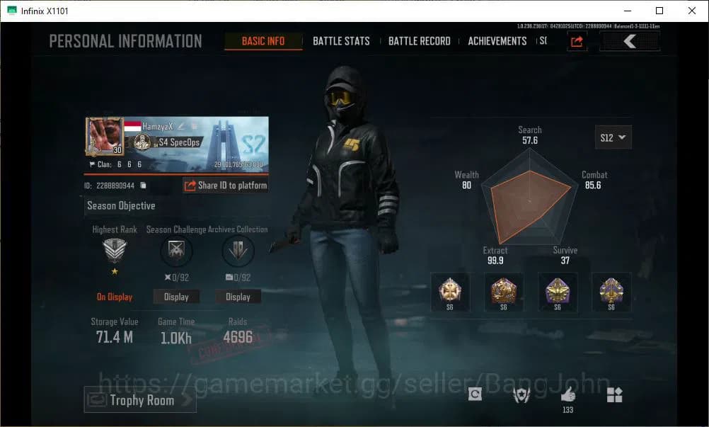 Arena Breakout Accounts MOBILE Lvl 30 |SV 71,4M |CV 26,2 M|MORE SKIN SQUIR image 1