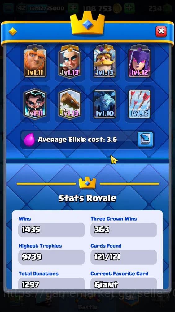 Clash Royale Accounts Lv 42|Trophy 9584|KTL 14|Limited Skin|Card 121|3 H image 3