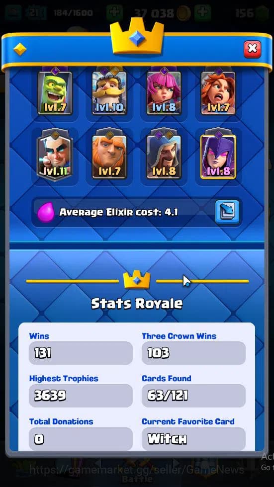 Clash Royale Accounts Lv 21|Trophy 3608|KTL 8|Card 63|1 Hero 2 EVO 2 Leg image 3