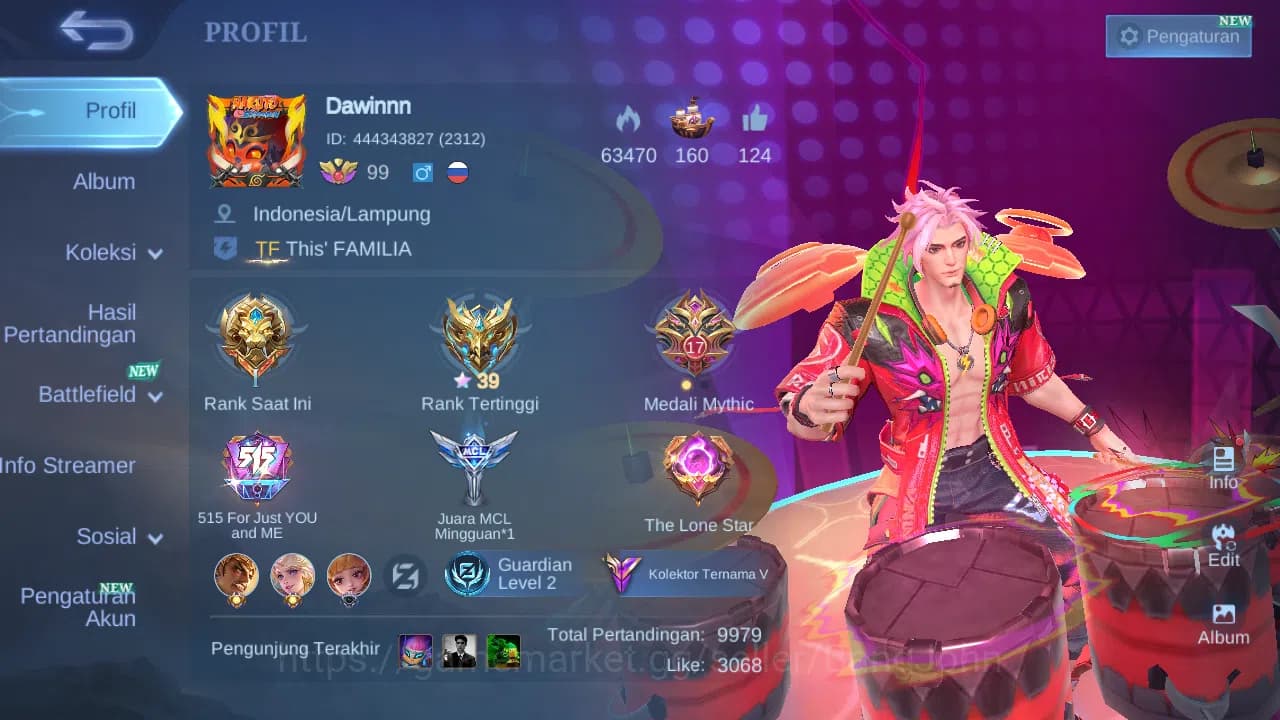 Mobile Legends: Bang Bang Accounts GLOBAL Hero 132 Skin 240 | Sparkle Fredrinn | CC N image 2