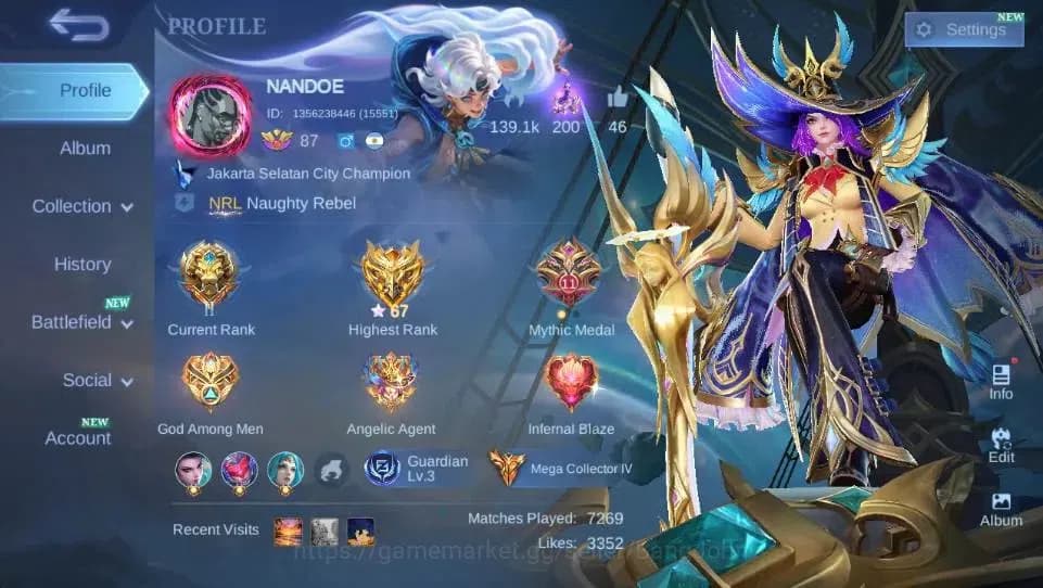 Mobile Legends: Bang Bang Accounts Global|Hero 132 Skin 502|Mega|Legend Lesley+Valir| image 1
