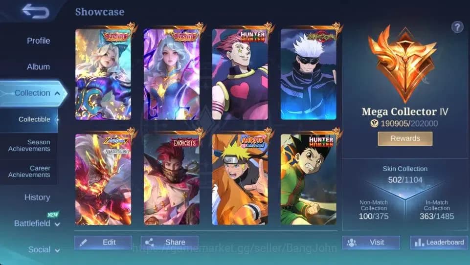 Mobile Legends: Bang Bang Accounts Global|Hero 132 Skin 502|Mega|Legend Lesley+Valir| image 2