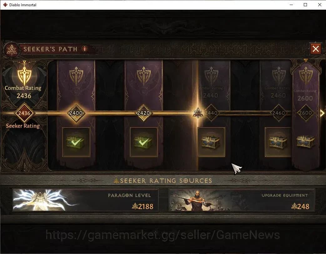 Diablo Immortal Accounts SA - Malah|CS ON|Lv60(844)|Demon Hunter|CR 44k|Res image 14