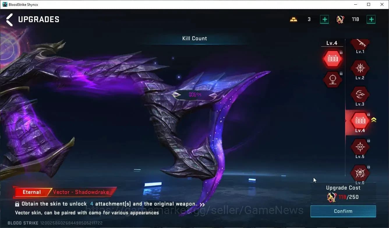 Blood Strike Accounts Asia|ETERNAL Lv3 Vector-ShadowDrake(118)+8 ULTRA[H image 7