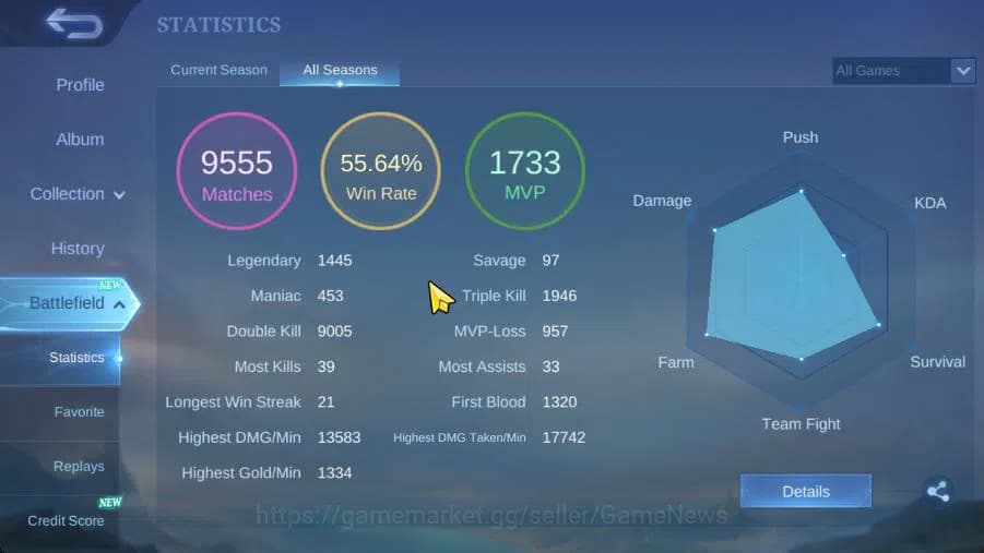 Mobile Legends: Bang Bang Accounts Hero 132|Skin 373|High Glory 50|Prime[Granger,Clou image 17