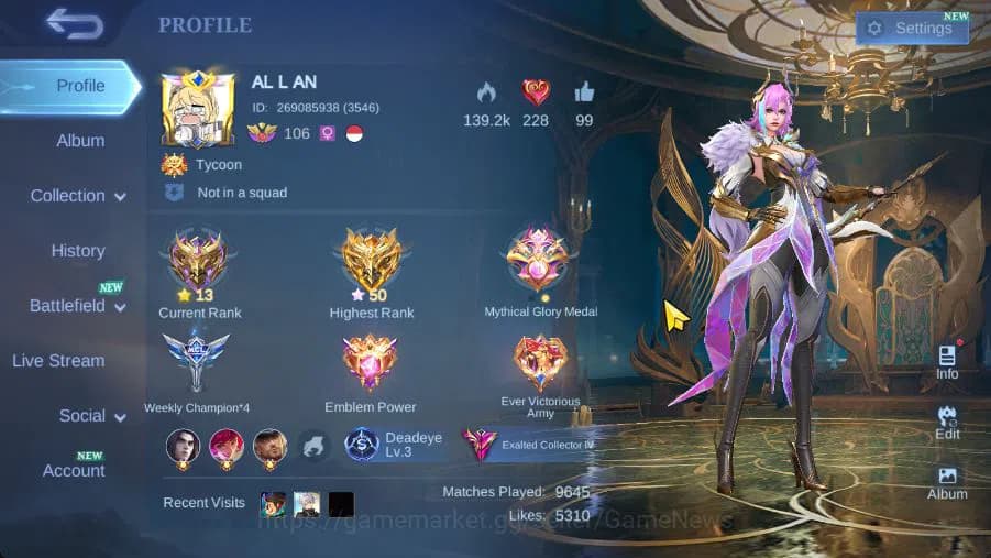 Mobile Legends: Bang Bang Accounts Hero 132|Skin 373|High Glory 50|Prime[Granger,Clou image 19