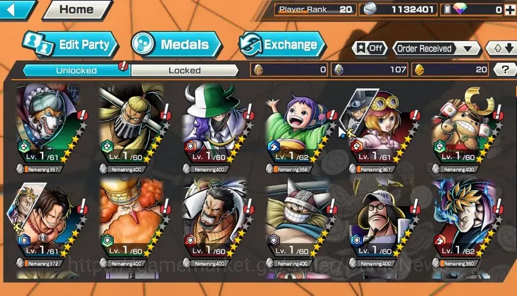 One Piece Bounty Rush Accounts Global|4EX 1MAX|King of the Pirates Gol D. Roger,S image 10