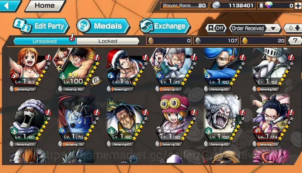 One Piece Bounty Rush Accounts Global|4EX 1MAX|King of the Pirates Gol D. Roger,S image 13