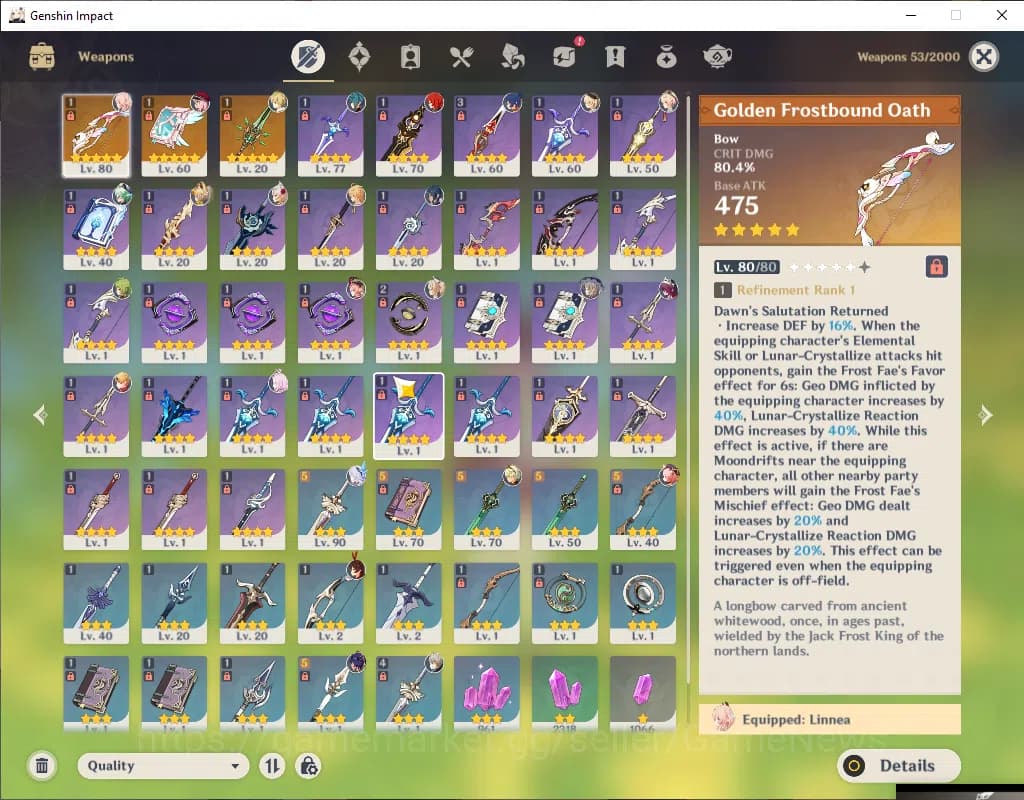 Genshin Impact Accounts ASIA|AR 53|2 Limited+3(*5Wep)|Linnea+Sign,Skirk|MC image 4