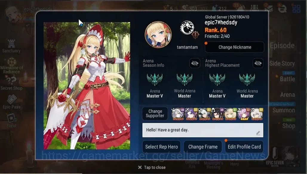 Epic Seven Accounts GLOBAL UNVERIF|9 ML(LOT Scales,Eilynav,Belian,RRoa image 2