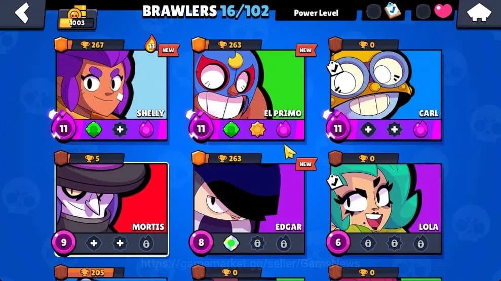 Brawl Stars Accounts 1003 Trophy|16 Brawlers 3 Max Lv [Carl,Primo,Shell image 4
