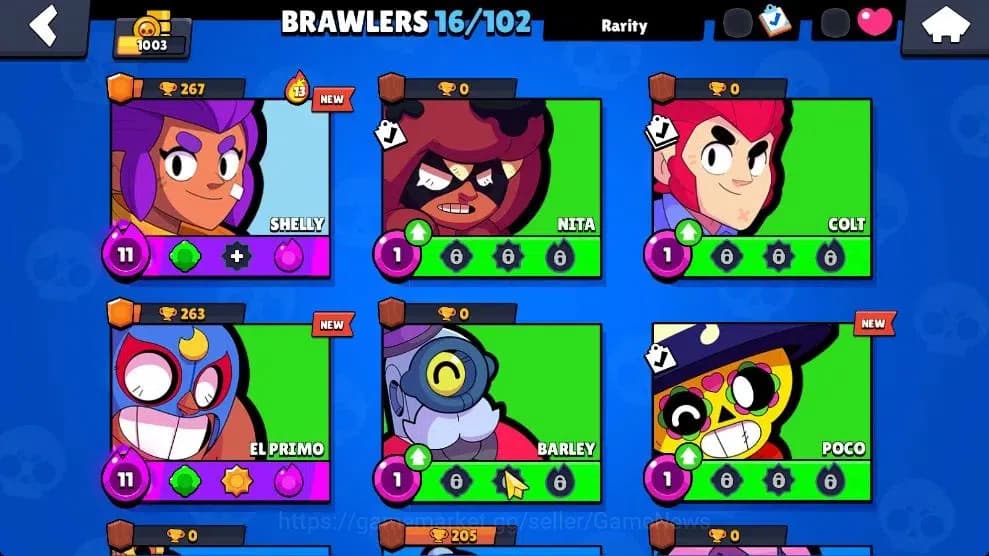 Brawl Stars Accounts 1003 Trophy|16 Brawlers 3 Max Lv [Carl,Primo,Shell image 7