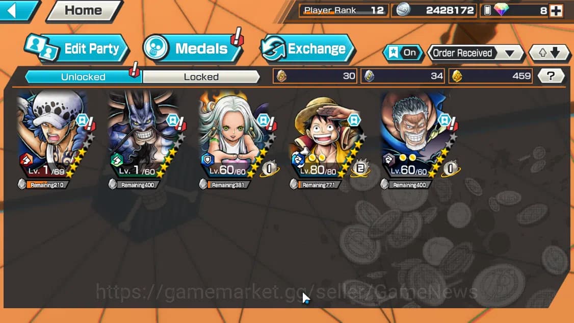 One Piece Bounty Rush Accounts Global|5EX|WI Trafalgar Law,BMO Kaido,Seraphim S-S image 5