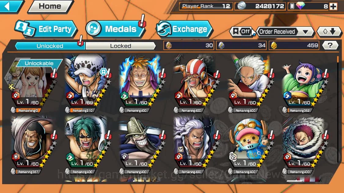 One Piece Bounty Rush Accounts Global|5EX|WI Trafalgar Law,BMO Kaido,Seraphim S-S image 6