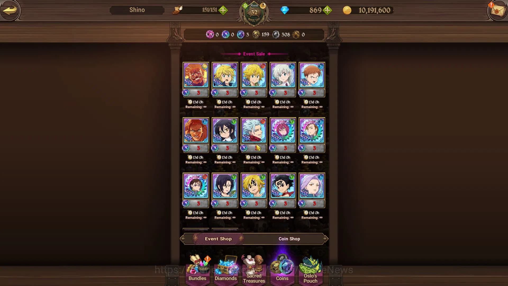 The Seven Deadly Sins: Grand Cross Accounts Global|830K CC|Starter Ch4|869 Dm|1 UR + Collab FF image 9
