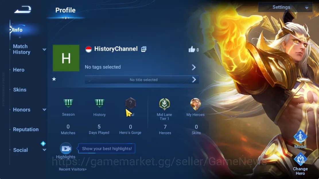 Honor of Kings Accounts Hero 7 |Starter with Legend Skin Selection Chest(D image 2