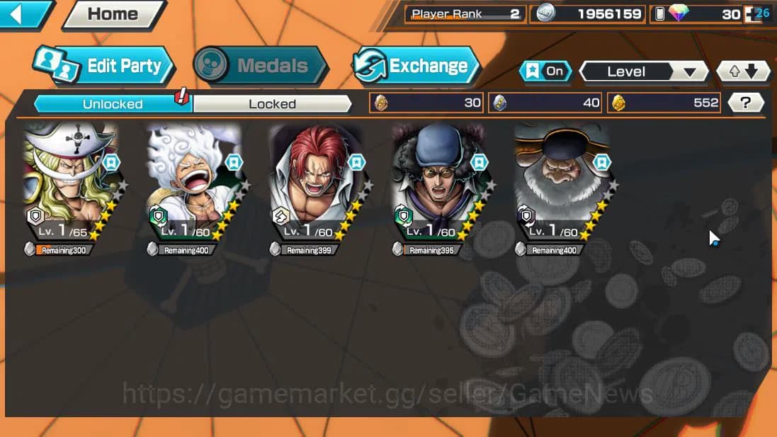 One Piece Bounty Rush Accounts Global| 5 EX| Gear 5 Luffy,T5E St.Jaygarcia,Divine image 3