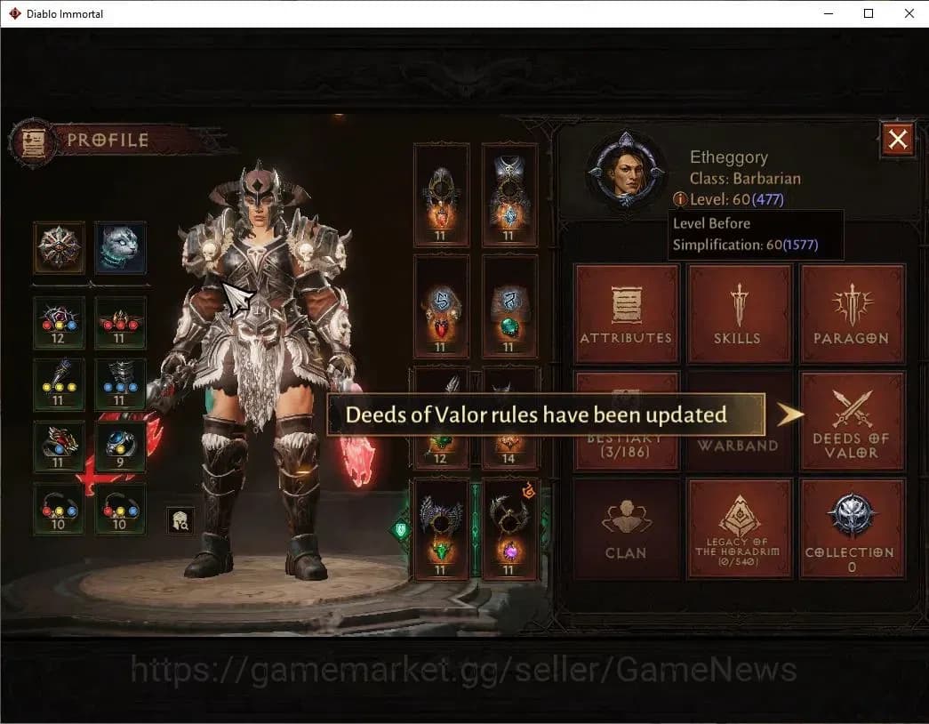 Diablo Immortal Accounts SEA-Vasily|CS ON|Lv60(477)|Barbarian|CR 34K|Reso 4 image 3