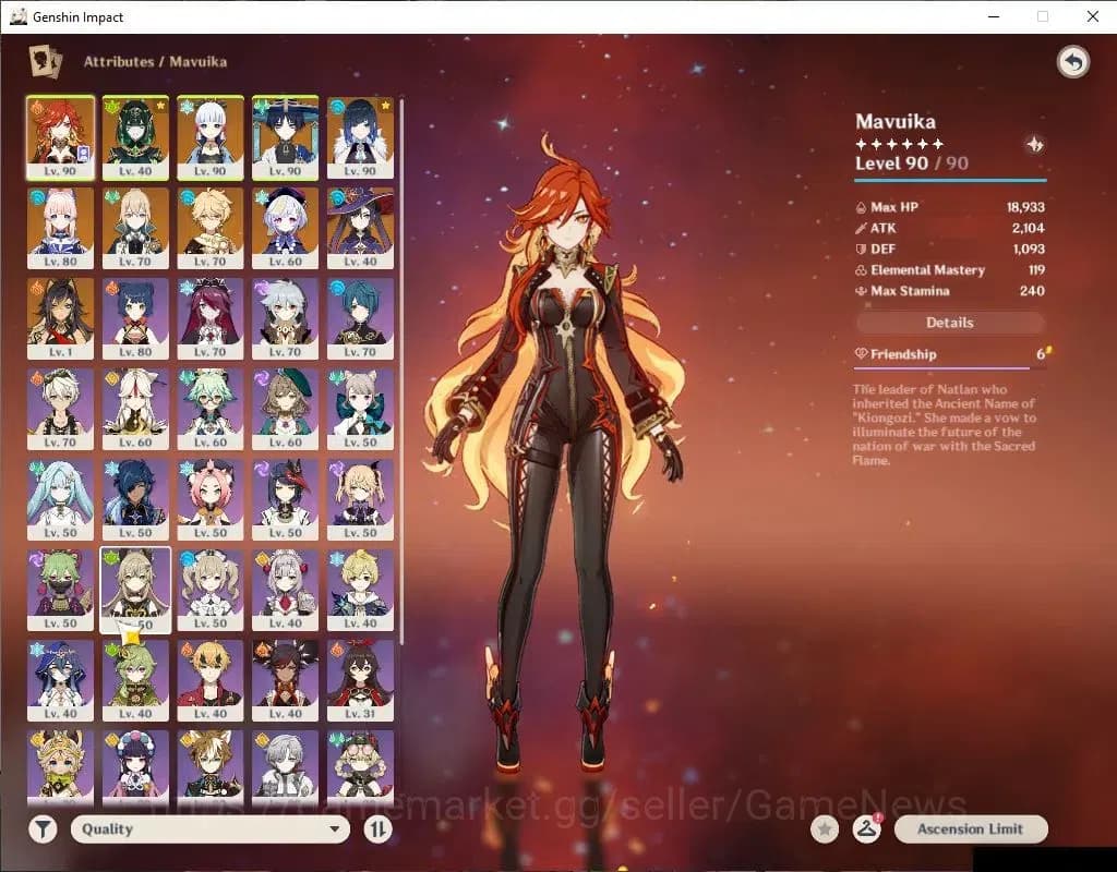 Genshin Impact Accounts ASIA |AR 56|6 Limited+2(*5Weapon)|Mavuika,Nefer,Ko image 3