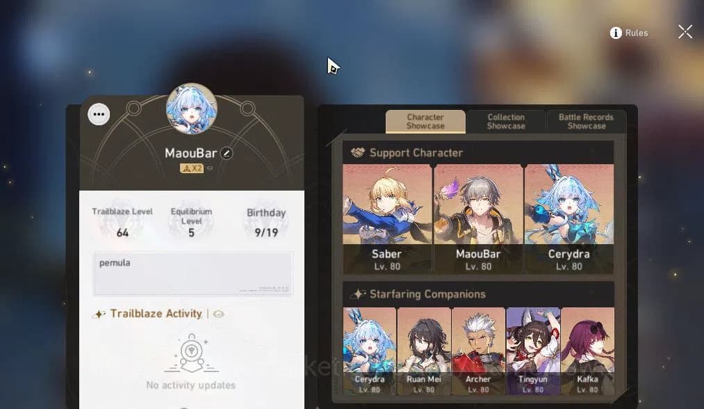 Honkai Star Rail Accounts Asia|TL 64| 6 Limited |Saber E2+Sign,Cerydra,Kafka image 2