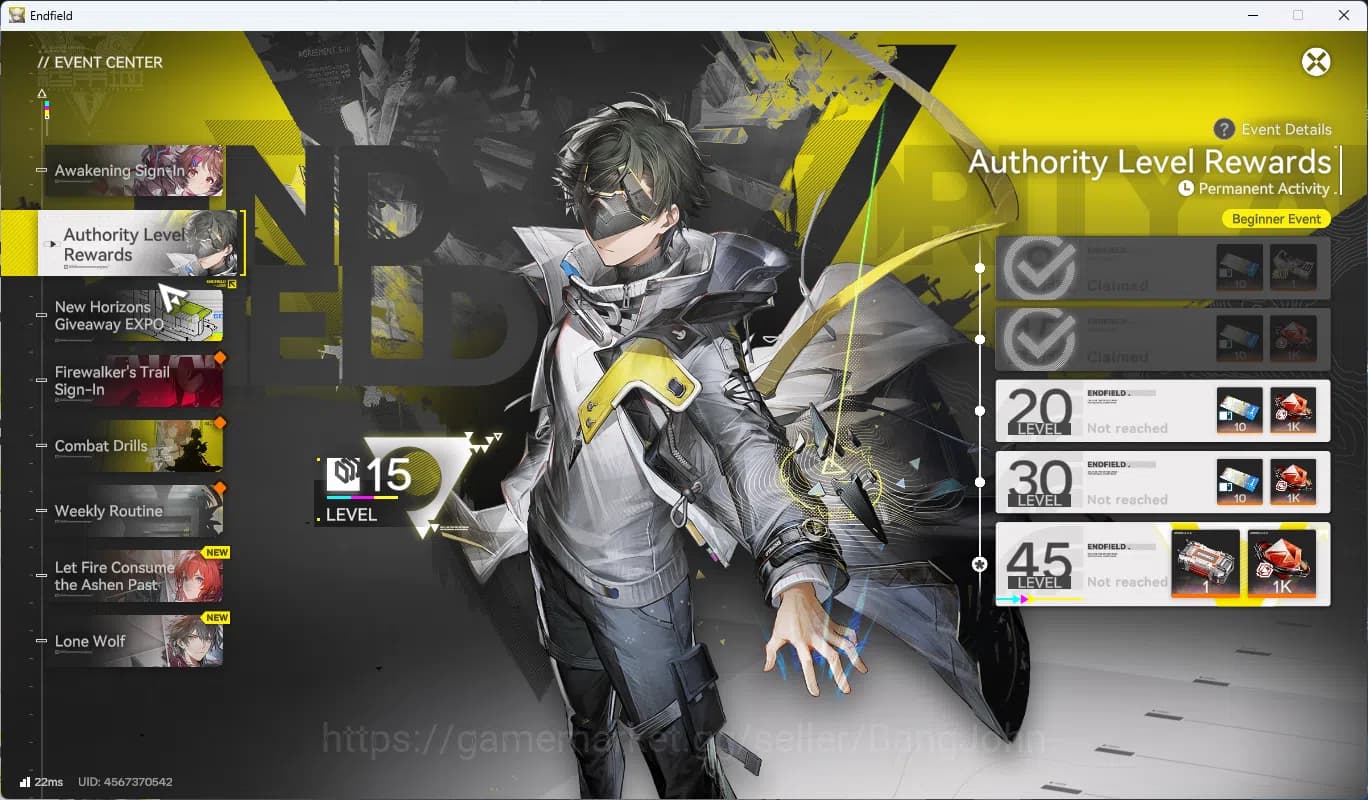 Arknights: Endfield Accounts ASIA | LVL 15 | Day 2 Sign-in 6-Star Laevatain | image 8