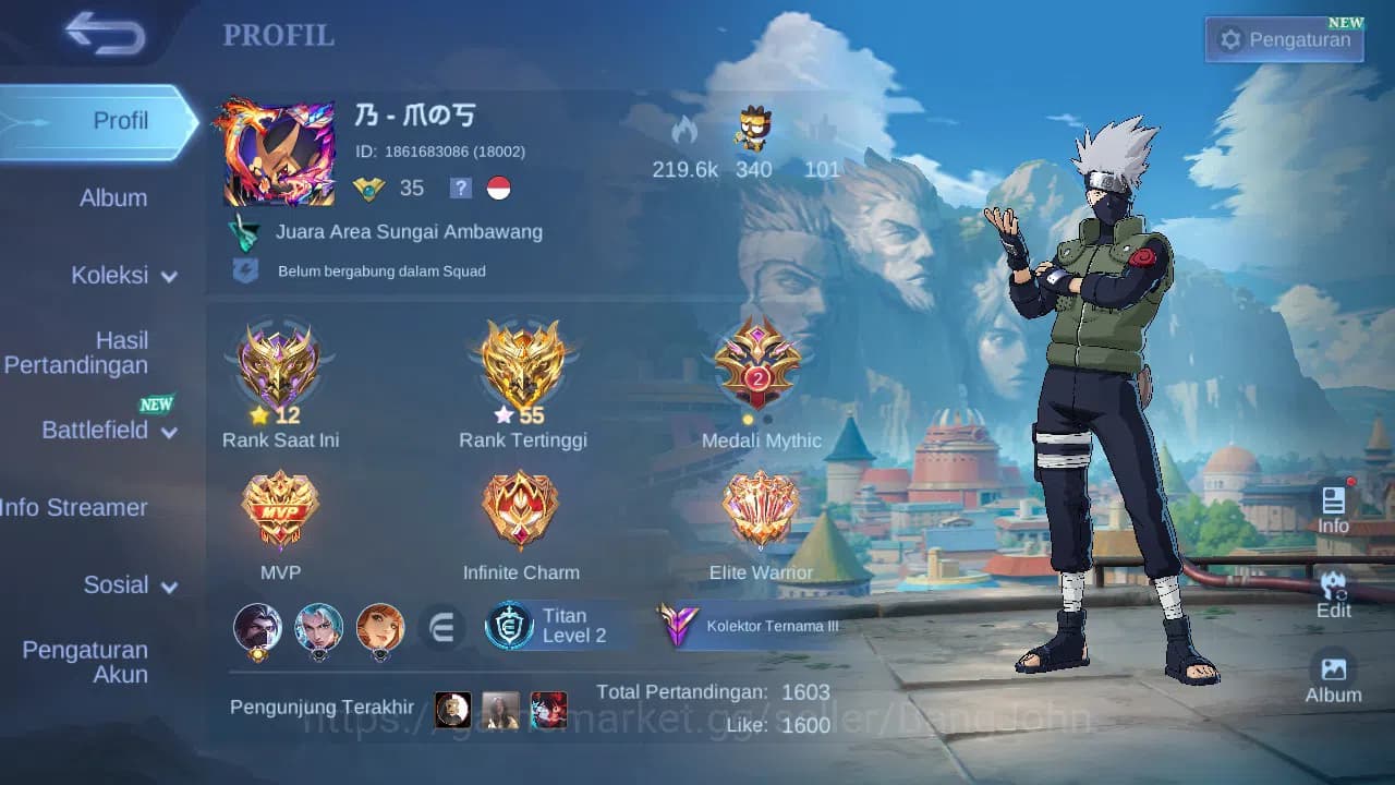 Mobile Legends: Bang Bang Accounts GLOBAL Hero 68 Skin 183 Kakashi|Aspirant Guin Chan image 12