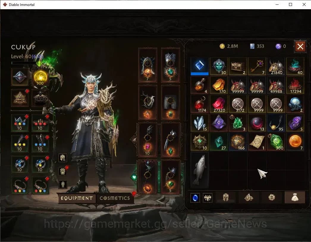 Diablo Immortal Accounts NA - Chain of Honor|CS ON|Lv60(638)|Druid|CR 39K|R image 8
