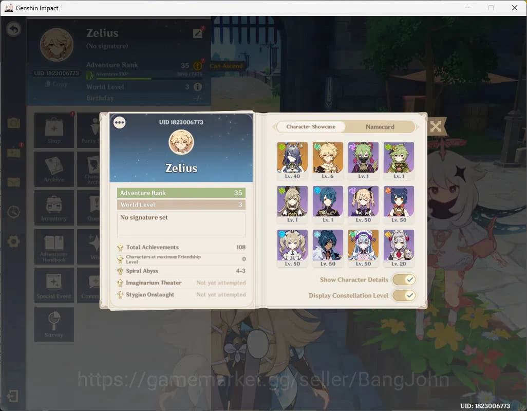 Genshin Impact Accounts ASIA|AR 35|2 limit| Lauma, Yumemi Mizuki,etc|Low E image 17
