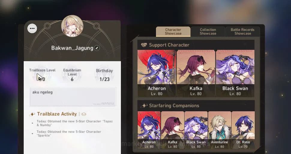 Honkai Star Rail Accounts Asia|TL 70|Free GI|8 Limited|Kafka E1+Sign,Black S image 2