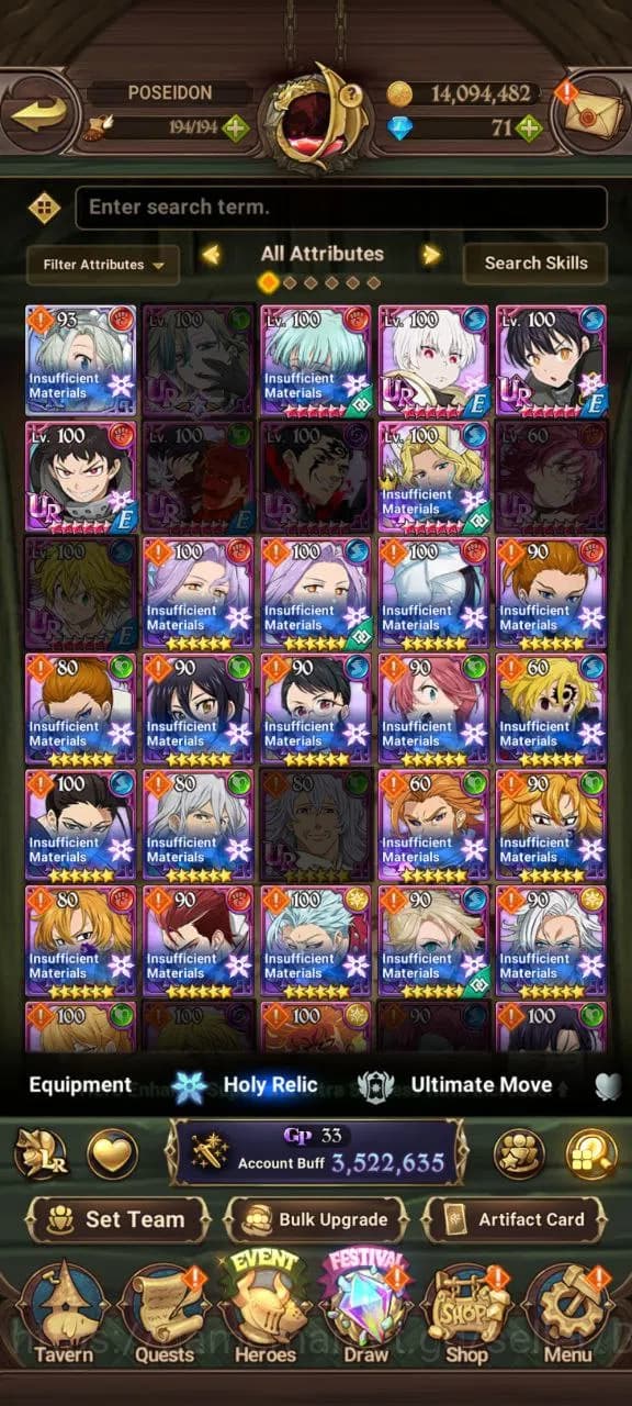 The Seven Deadly Sins: Grand Cross Accounts ASIA | 3.5M | 1 LR |Salos, ODK, Merlin Esca, Full image 11