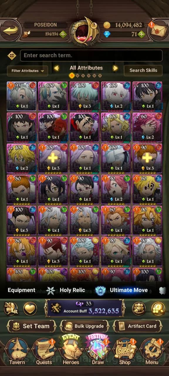 The Seven Deadly Sins: Grand Cross Accounts ASIA | 3.5M | 1 LR |Salos, ODK, Merlin Esca, Full image 12