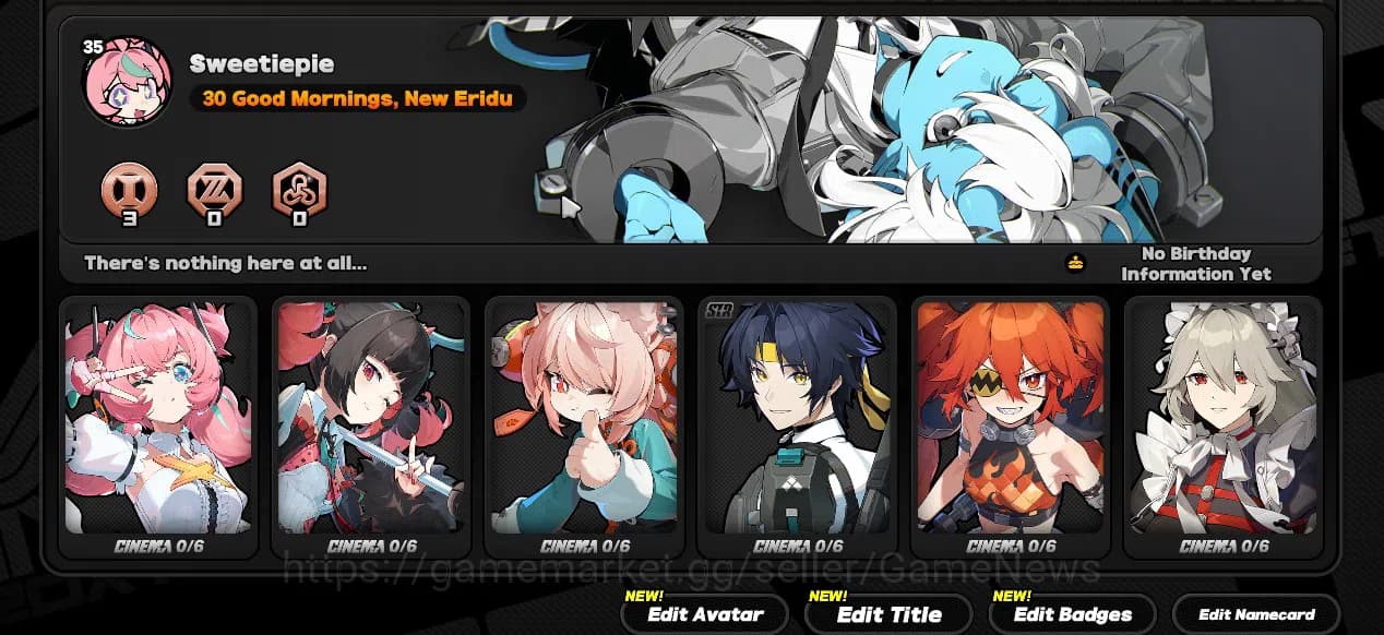 Zenless Zone Zero Accounts ASIA IK 35|S1 CH4|4 Limited 2 Member AOD[(Aria,Nan image 3